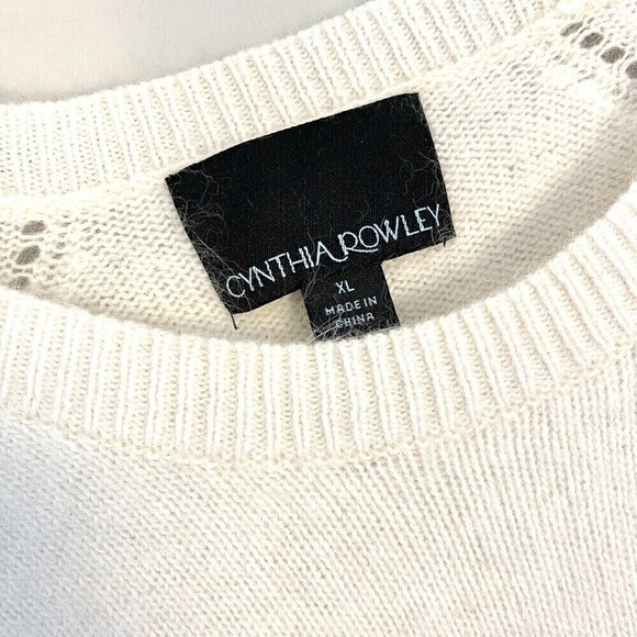 Cynthia Rowley Womens XL Angora Sweater Ivory Off White Hi Low Hem LOVELY - Picture 3 of 4